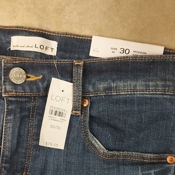 LOFT Medium Blue Distressed Straight Leg Jeans - Picture 2 of 11